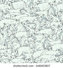 Sheep Seamless vector doodles background. Sleep theme seamless pattern.