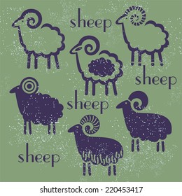 sheep set against a dark background design new year symbol