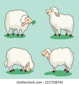 sheep set cartoon drawing illustration
