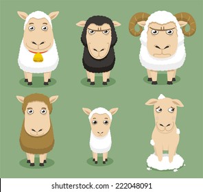 Sheep set collection, with different shapes and sizes ships, vector illustration.
