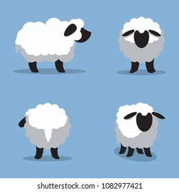 Sheep set from every direction vector illustration