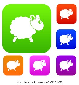 Sheep set icon color in flat style isolated on white. Collection sings vector illustration