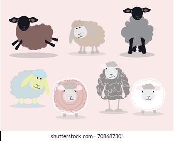 Sheep set vector illustration. Different styles