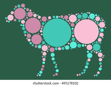 sheep shape vector design by color point

