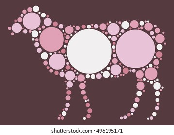 sheep shape vector design by color point
