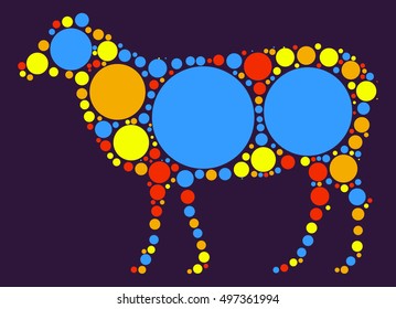 sheep shape vector design by color point
