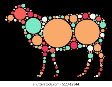 sheep shape vector design by color point
