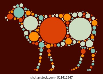 sheep shape vector design by color point
