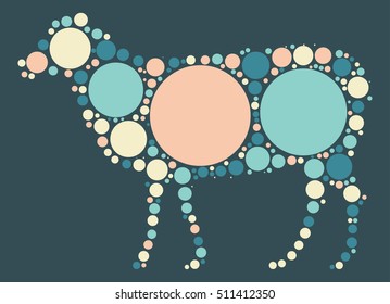 sheep shape vector design by color point
