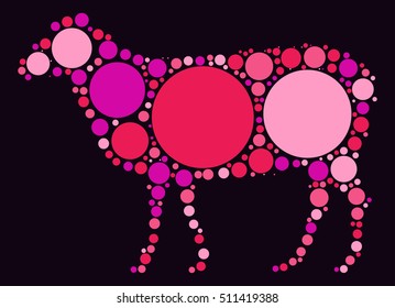sheep shape vector design by color point
