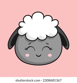 Sheep Shy Smile Face Cartoon Head Sheep Sticker