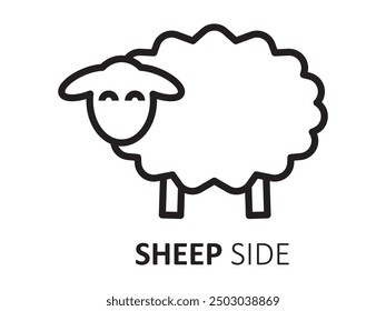 sheep side icon logo outline vector design