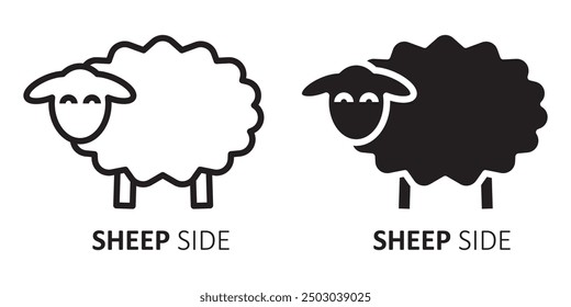 sheep side icon logo outline black vector design