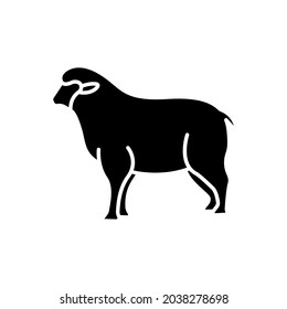 Sheep Silhouette Icon On White Background