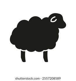 Sheep Silhouette Icon For Sleeping And Relaxation. Counting Sheep For Sleep Glyph Symbol. Isolated Vector Illustration.