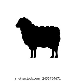 Sheep silhouette icon vector. Farm sheep, glyph, solid icon. Livestock concept. Kur sign on white background. Sheep meat solid sign. Mutton illustration. Dairy products. Milk symbol. Butcher logo.