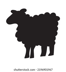 Sheep. Silhouette icon. Vector illustration on white background.