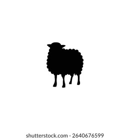 Sheep Silhouette Icon Vector Illustration Isolated on White Background – Farm Livestock Glyph Symbol