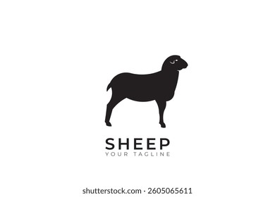 sheep silhouette logo design, simple sheep head logo in black