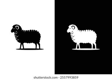 Sheep silhouette. Sheep logo, icon. Sheep vector design isolated on white black background.