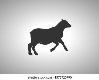 Sheep Silhouette on White Background. Isolated Vector Animal