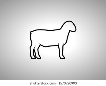 Sheep Silhouette on White Background. Isolated Vector Animal