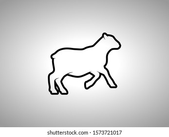 Sheep Silhouette on White Background. Isolated Vector Animal