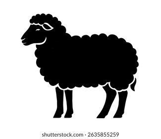 Sheep silhouette, simple animal logo, icon isolated on white background
