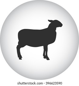 Sheep silhouette simple icon on round background