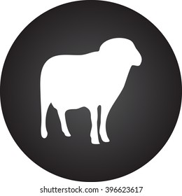 Sheep silhouette simple icon on round background