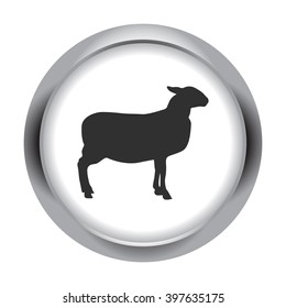 Sheep silhouette simple icon on round background