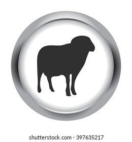 Sheep silhouette simple icon on round background