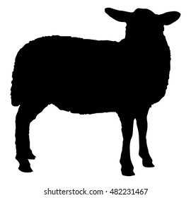 Sheep silhouette with standing pose, vector illustration