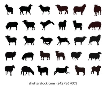 Sheep silhouette vector art white background