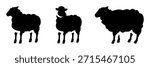 Sheep Silhouette Vector Collection Isolated Background