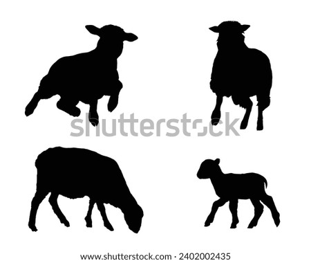 Sheep Silhouette. Sheep Vector Illustration.