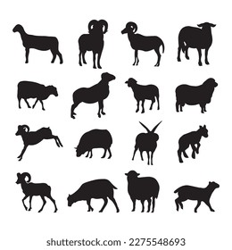 Sheep silhouette vector illustration set