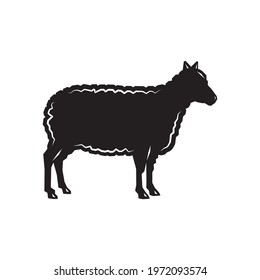 Sheep Silhouette Vector Images, Flat Icons, Graphics, Logo Design. Black Sheep Design Vector Illustration. Ewe side view isolated on white background. Editable Lamb templates clipart symbol. Ram icon