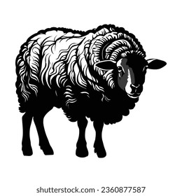 Vector de silueta de oveja sobre fondo blanco