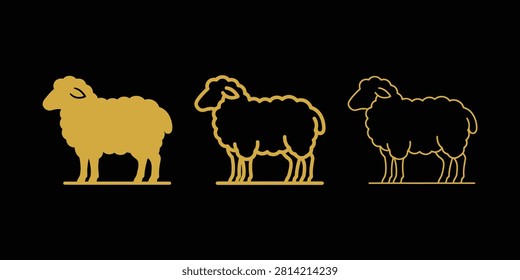 Sheep silhouettes golden set freepik frame design with silhouette, livestock