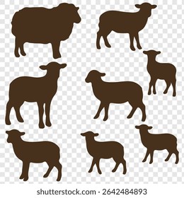 Sheep silhouettes set, large pack of vector silhouette design. sheep silhouettes. eps 10