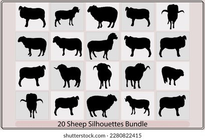 Sheep Silhouette,Sheep Icon,Sheep silhouette with standing pose,Lamb or Sheep icon,