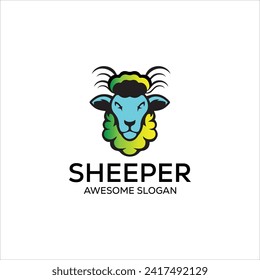 ilustración de diseño de logotipo de mascota simple de oveja