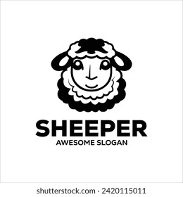 ilustración de diseño de logotipo de mascota simple de oveja