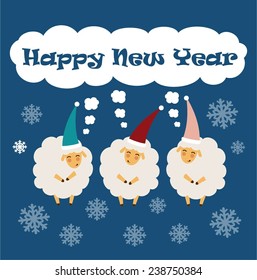 Sheep sing happy new year illustration