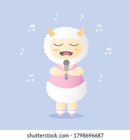 sheep singing illustration vector art design