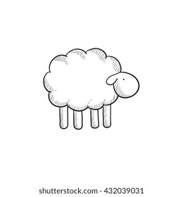 Sheep sketch icon for web, mobile and infographics. Hand drawn sheep icon. Sheep vector icon. Sheep icon isolated on white background.