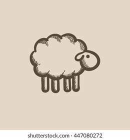 Sheep sketch icon for web, mobile and infographics. Hand drawn sheep icon. Sheep vector icon. Sheep icon isolated on white background.