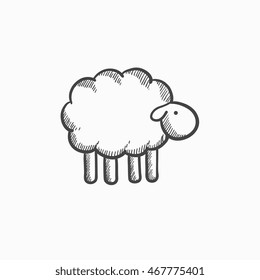 Sheep sketch icon for web, mobile and infographics. Hand drawn sheep icon. Sheep vector icon. Sheep icon isolated on white background.