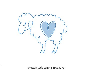 Sheep sketch icon for web, mobile and infographics. Hand drawn sheep icon. Sheep icon isolated on white background.